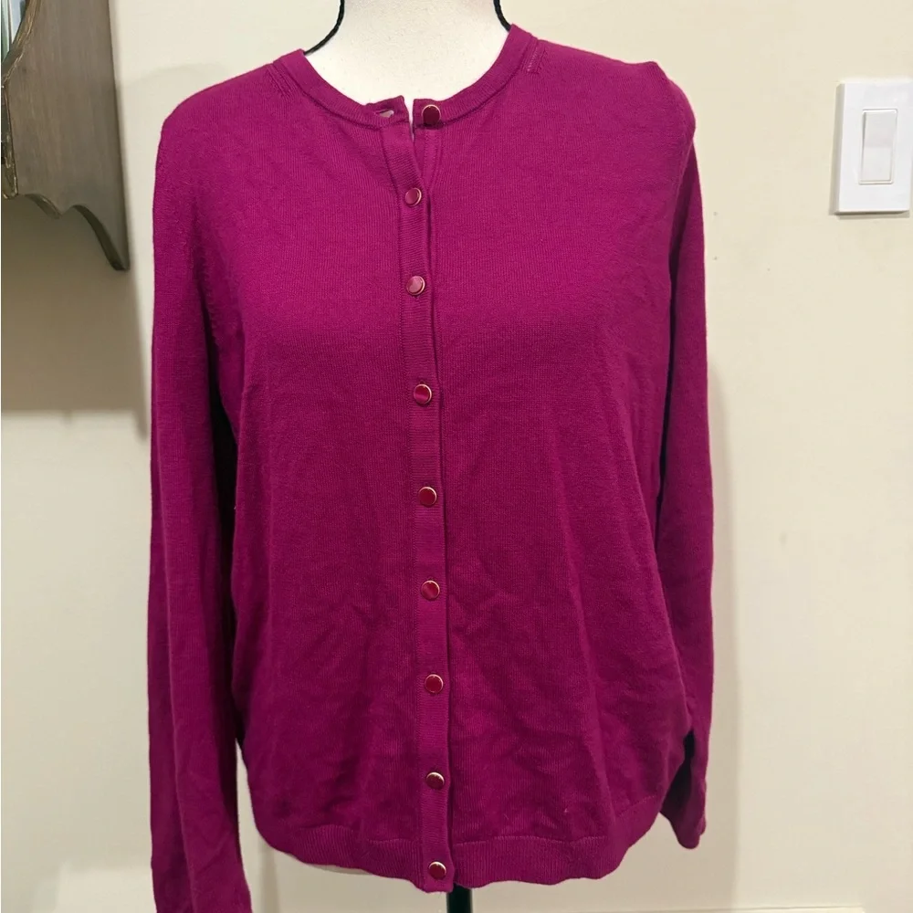 Talbots Magenta Cashmere blend cardigan sweater size medium